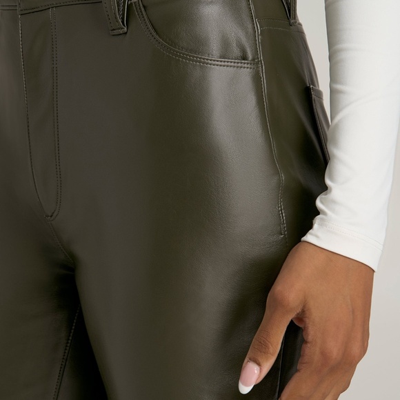 American Tall True Touch Leather Straight Leg Pants for Tall Women in Forest Nig - Picture 2 of 3
